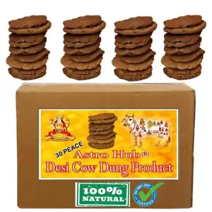 100 % reine indische Kuhdung Kuchen (braun) 30er Pack KOSTENLOSER VERSAND USA - Bild 1 von 3