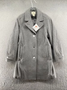 LL Bean Grey Wool Overcoat Jacket Women's 260347 Bellandi Italy Size 18 Reg NEW - Picture 1 of 12