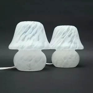 2x Mushroom Glow From Hustadt Table Lamp " Glass White Fleck " - Picture 1 of 7