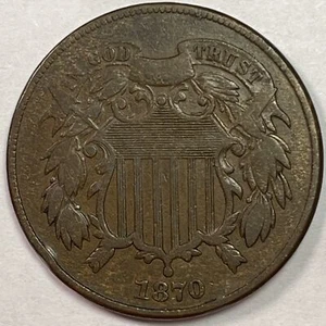 1870 Two Cent Piece Choice Very Fine VF+/XF Coin #15366 - Picture 1 of 3