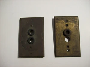 2x Placa de cubierta de interruptor de luz de botón pulsador de latón vintage, HUBBELL / PERKINS - Imagen 1 de 14