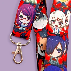 KAWAII TOKYO GHOUL LANYARD Ken Kaneki Touka chibi anime manga neck strap keys 4V - Picture 1 of 3