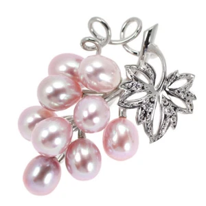 Mikimoto K18WG freshwater pearl diamond brooch grape - Auth free shipping from J - Picture 1 of 5