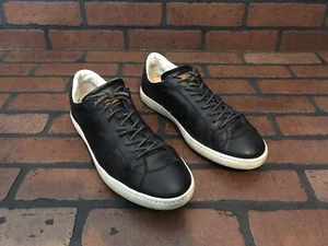 Santoni Low Profile Sneakers Navy Blue Leather Size 8 Made In Italy - Picture 1 of 8