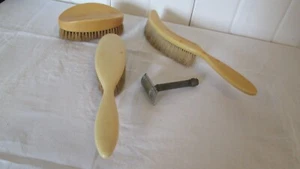4 Pc Lot Celluloid Vanity Dresser Brushes Clothes Hair France Gillette Razor - Picture 1 of 12