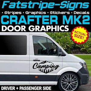 to fit VW CRAFTER MK2 CAMPING DOOR GRAPHICS STICKERS DECALS CAMPER VAN MOTORHOME - Picture 1 of 2