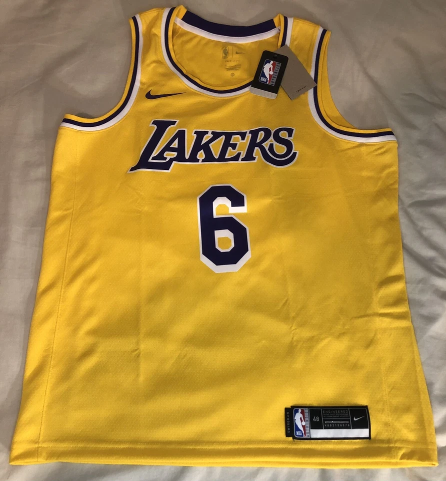 Size Large Mens Nike Lebron James Los Angeles Lakers Jersey #6 CW3668-738