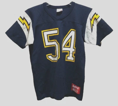 Camiseta deportiva azul vintage años 90 de los San Diego Chargers #54 Rawlings NFL AFC para jóvenes niños L Foto 1 de 4