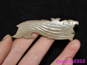 Colgante Yubi 3" China Antiguo Jade Hetiano Tallado Sacrificio Riqueza Pájaro - Imagen 1 de 6