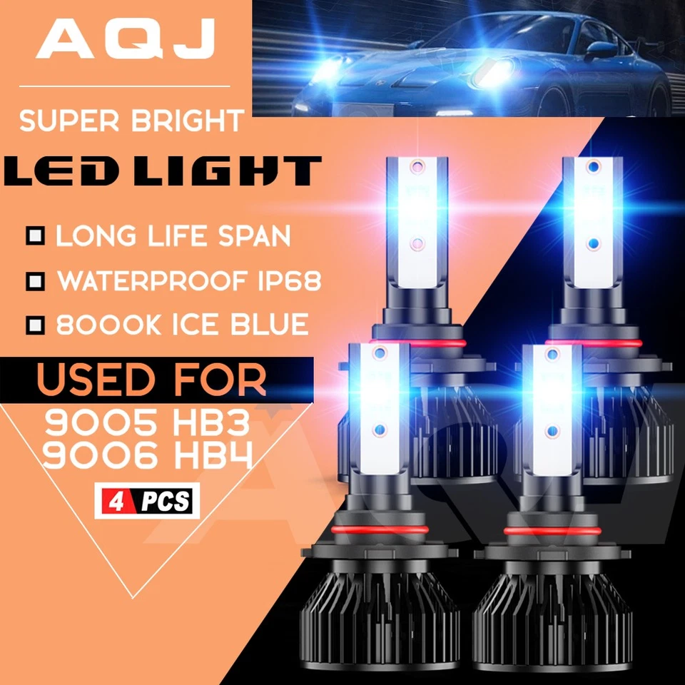 9005+9006 LED Headlights Kit Combo Hi/Lo Beam Ice Blue For Acura EL 2004-2005 - Изображение 1 из 4