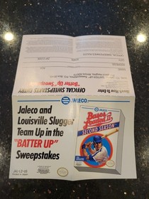 JALECO Bases Loaded 2 Nintendo NES Game Sweepstakes 1989 Entry Insert JAL-L2-US