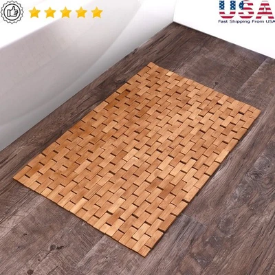 Alfombra de baño de azulejos de bambú antideslizante resistente al agua alfombra de piso de ducha estilo spa nueva Foto 1 de 4