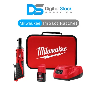 Milwaukee M12IR-201B 12V 3/8" Cordless Impact Ratchet Kit, 2 Ah + Charger & Bag - Image 1 of 4