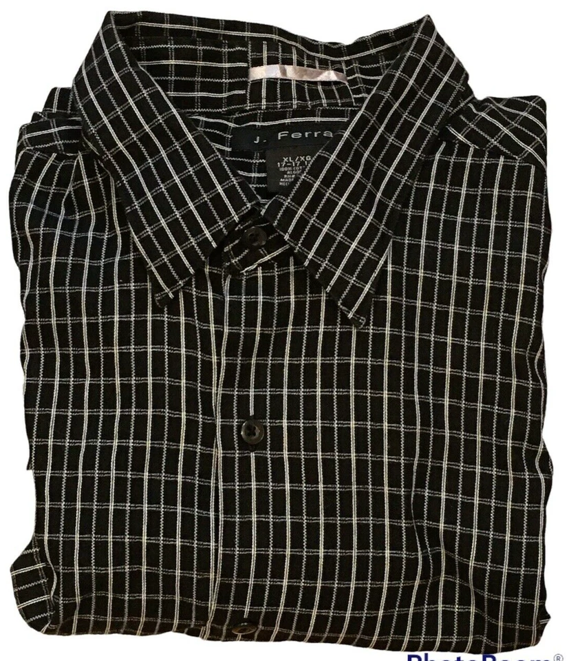 J. Ferrar Men's Size XL Long Sleeve Collar Stays Black Plaid Shirt - Image 1 of 4