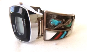 Vintage Zuni WJ Panteah Multi-stone Watch Tips 925 Sterling Silver Turquoise MOP - Picture 1 of 6