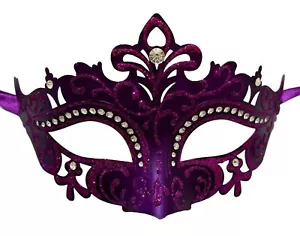 Purple Laser Cut Mardi Gras Princess Crystal Masquerade Mask - Picture 1 of 3