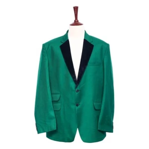 Mens Blazer 48R Green Wool Velvet Formal Tuxedo Jacket Wedding Party Sport Coat - Picture 1 of 7