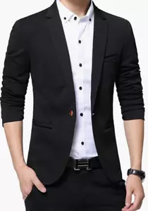 DAVID.ANN Men's Slim Fit Casual One Button Blazer Jacket - Picture 1 of 2