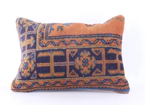 Turkish Kilim Rug Throw Pillow Cover Cushion Cover 16''x24'' Nomad Vintage Kelim - Picture 1 of 7