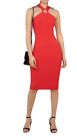 Ted Baker Sionna Rib Knit Bodycon Dress Coral Bright Red Halter Sz 1 (XS 4) $259