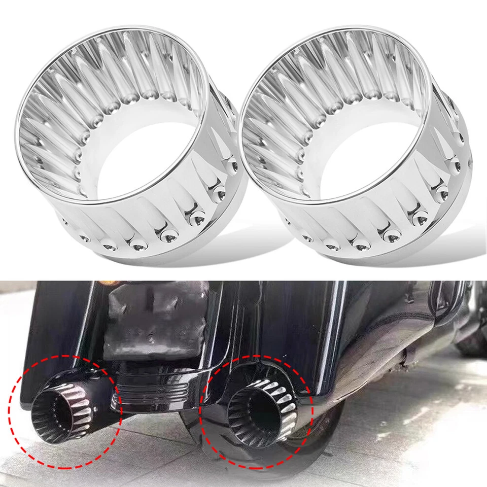 Puntas de escape cromadas de 4,4" solo para silenciadores antideslizantes para megáfono Harley Touring Foto 1 de 4