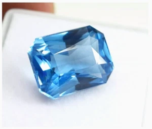 Natural Beautiful 10.90 Ct Blue Aquamarine Emerald Cut Certified loose Gemstone - Picture 1 of 7