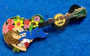 PHILADELPHIA FLOWER FESTIVAL GIRL BLUE DRESS GUITAR 2008 Hard Rock Cafe PIN LE - Picture 1 of 1