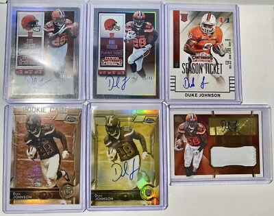 2015 Duke Johnson Rookie Cards Lot(6) Contenders, Chrome Auto And Patch Browns - Image 1 of 4