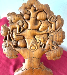 Wood Monkeys in a Tree Puzzle - Display as Art - Picture 1 of 3