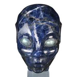 Cabeza de ELF de hada tallada en sodalita natural de 4,96" criatura mística coleccionables #37Z14 - Imagen 1 de 8