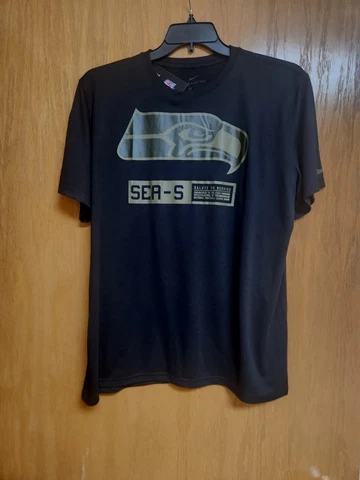 Seattle Seahawks Salute To Service Short Sleeve Black Tee. NWT. Large Cover