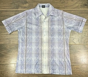 Vintage Joel California Shirt Mens Large Purple/White Floral Short Sleeve-Read - Picture 1 of 7