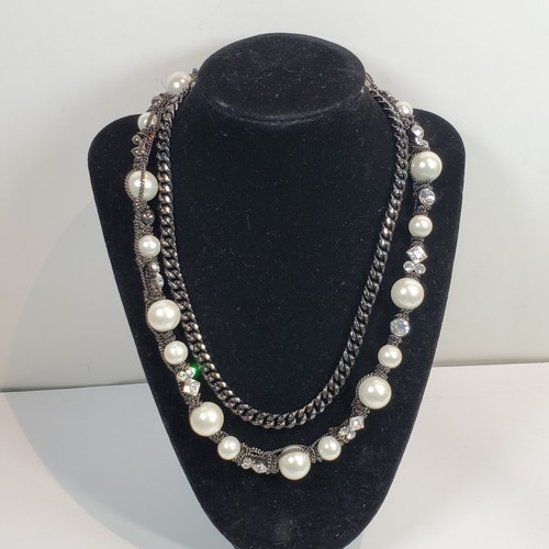 Collana Givenchy perle e cristalli e catena doppio filo canna di fucile