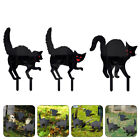  3 Pcs Garden Black Cat Cuttings Art Scary Animal Stake Funny Sign Acrylic