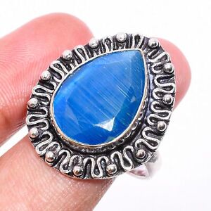 Blue Chalcedony Gemstone 925 Sterling Silver Jewelry Ring Size 8