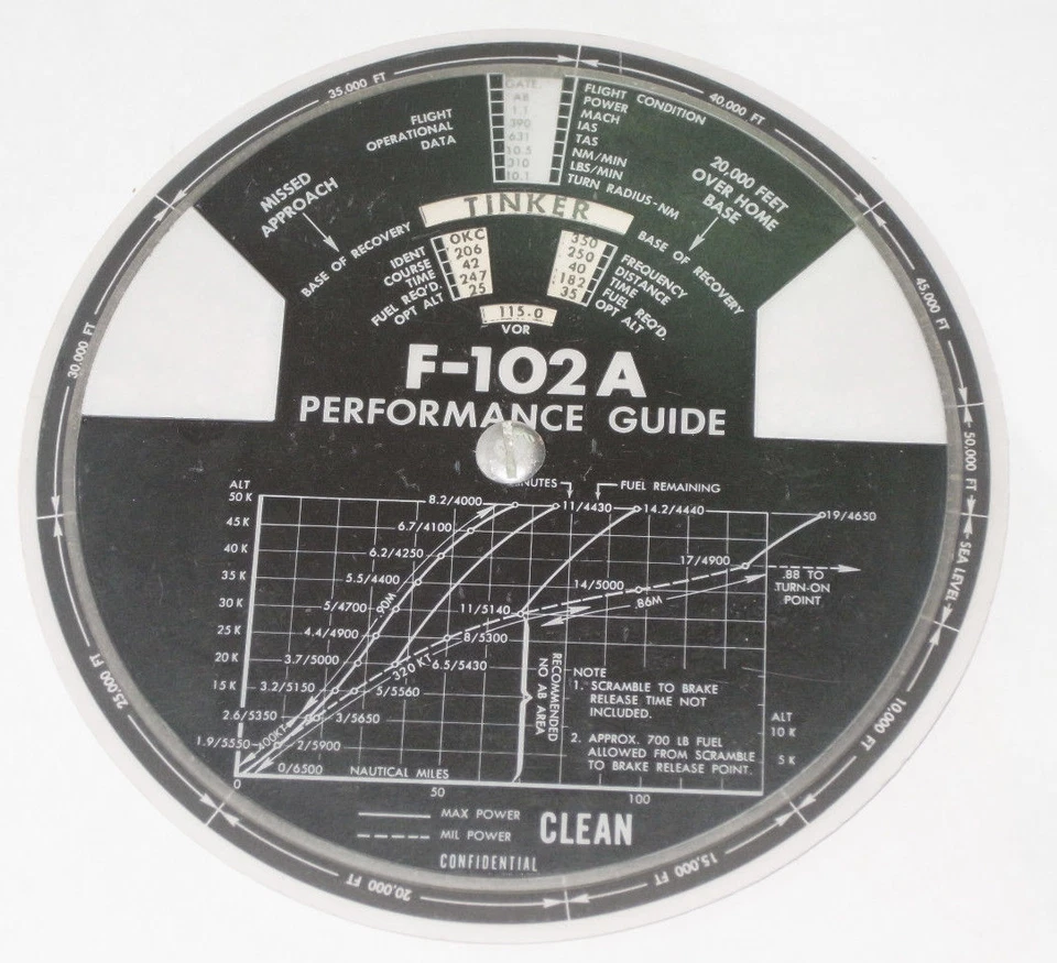1957 CONVAIR F-102A DELTA DAGGER PERFORMANCE CIRCULAR SLIDE RULE!  CONFIDENTIAL! - Image 1 of 4