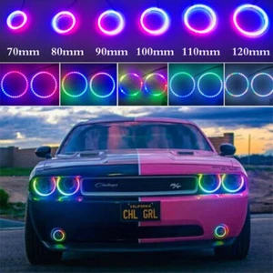 2PCS 70MM Dream Color CHASING RGB Halo Ring Lights For Car Headlights Bluetooth - Picture 1 of 12