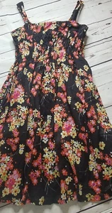 Gap Womens Black Floral Dress Size XS Empire Waist Cotton Above Knee Length - Picture 1 of 6