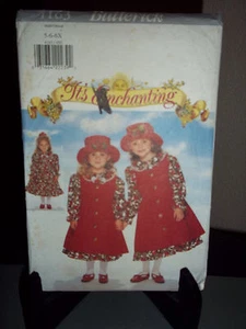 Butterick 4163 Childs Dress Pinafore Hat Sewing Pattern FF Uncut Size 5 6 6X - Picture 1 of 2