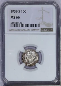 1939-S Mercury Dime 10c NGC MS66 - Picture 1 of 2