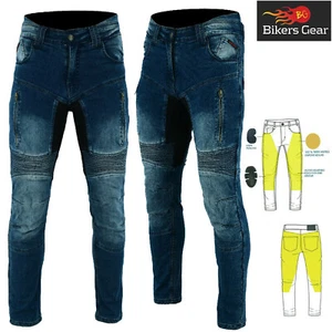 Pantalones de mezclilla azul Biker Gear forrados con Kevlar - Imagen 1 de 12