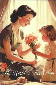 Vintage Muttertag Postkarte RETRO Antik NEU NACHDRUCK Weltbeste Mama - Bild 1 von 2