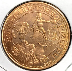 1981 🔥 Belgien 25 West Vlaander Medaille Münze 🌞 Kupfer ✨ Roselare Bauernhof Gemüse - Bild 1 von 2