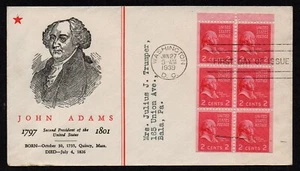 USA, SCOTT # 806-B, LINPRINT FDC COVER - JOHN ADAMS BOOKLET YEAR 1939 ADDRESSED - Picture 1 of 1
