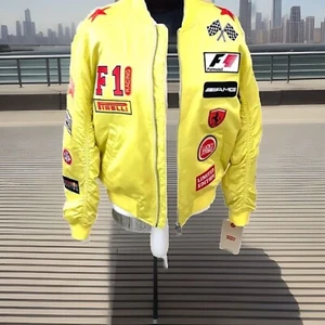 F1 Race Bomber Jacket With Patches NWT Size small - Picture 1 of 6