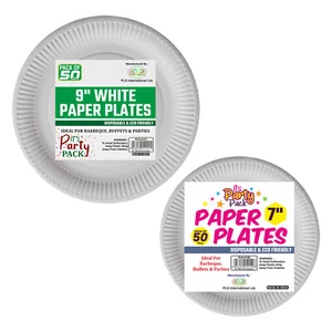 Weiße Pappteller 7"/ 9" - stark, Einweg & recycelbar | Party & Catering - Bild 1 von 26