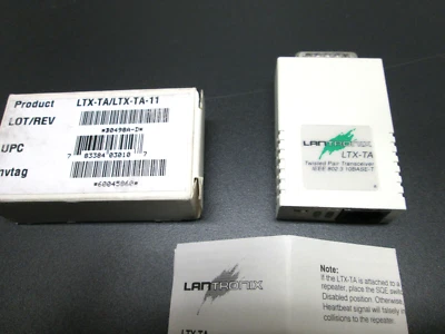 NEW LANTRONIX TWISTED PAIR TRANSCEIVER LTX-TA LTX-TA-11 LTXTA 10 BSE-T Ethernet - Image 1 of 4