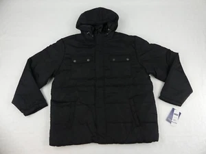 Cherokee Coat Mens XXL Black Hooded Zippered Winter Chest Snap Pockets CM474129 - Picture 1 of 14