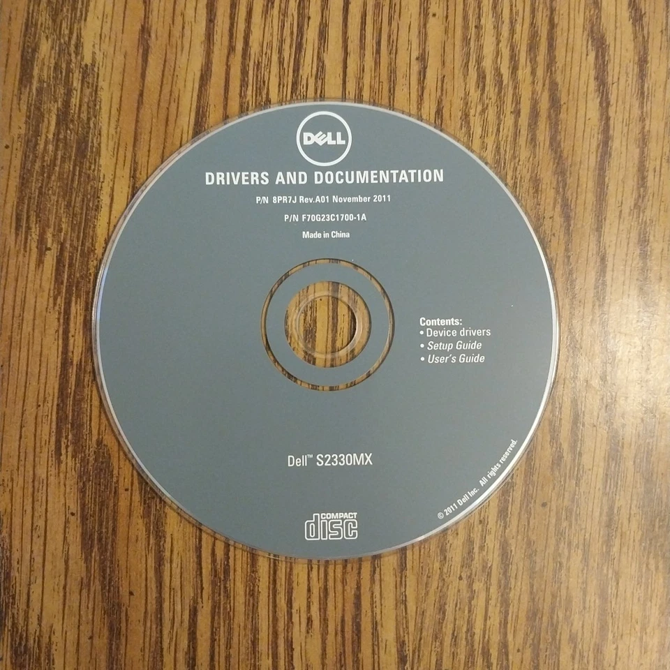 Dell Drivers and Documentation Disc S2330MX - Image 1 of 1