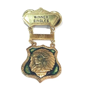 Winner Singles Medal 1991 Gold Toned With Green - Picture 1 of 3